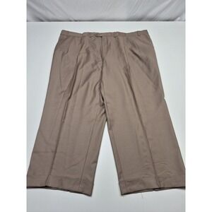 Angelico Suit Pants Mens 34x26 Beige Super 140s Wool Pleated Dress Cuffed